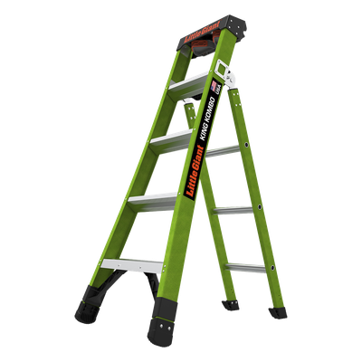 LITTLE GIANT LADDER SYSTEMS - Escalera Profesional 3 en 1 / Fibra de Vidrio / Capacidad 375 lb (170 kg) / 6 ft (1.82 m) / No Conductora / Almohadilla Giratoria