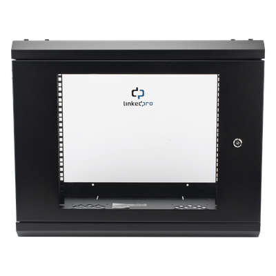 LINKEDPRO - Gabinete de Pared 9U / 19" Rack / Cristal Templado / 455 mm Profundidad (1.49 ft) / Acero Reforzado / 80 kg Carga