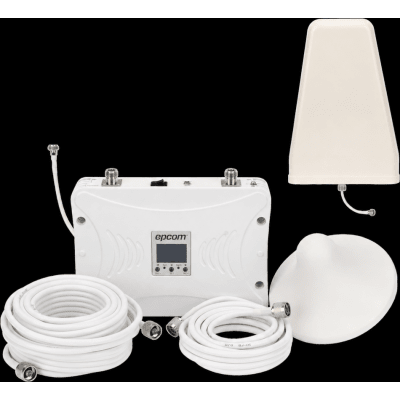EPCOM - Amplificador de Señal Celular / Tribanda 2G/3G/4G LTE / Ganancia 70 dB / Cobertura hasta 900 m² (9,687.5 ft²) con 3 Antenas / Display LCD / Multioperador