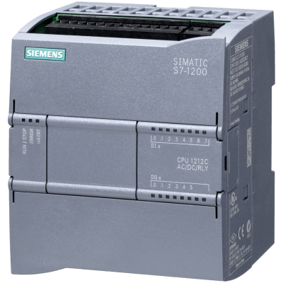SIEMENS - Controlador Programable PLC / CPU 1212C AC/DC/Relé / 8 DI 24V DC / 6 DO Relay 2A / 2 AI 0-10V / PROFINET / 100 KB Memoria