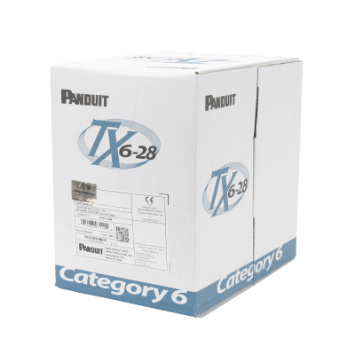 PANDUIT - Bobina de Cable UTP 305 Metros (1000 Pies) de Cobre TX6-28Æ, Blanco, Categoría 6, Diámetro Reducido (28 AWG), CM/LSZH, de 4 Pares