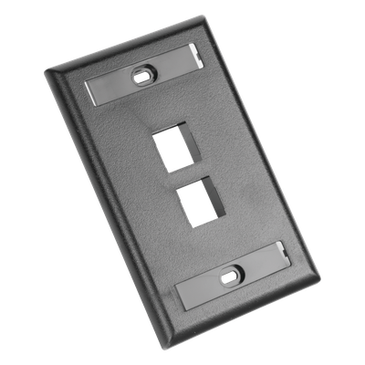 PANDUIT - Placa de Pared Vertical / 2 Puertos Keystone / Diseño Plano / 69.8 x 114.3 mm (2.75 x 4.5 pulg.) / Etiquetas Integradas / Color Negro