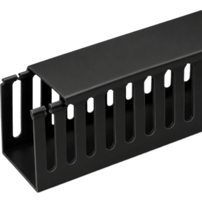 LINKEDPRO - Canaleta Ranurada de PVC Rígido para Organización y Protección de Cableado / Ranura Ancha con Tapa a Presión / Color Negro / Tramo de 100 × 100 mm × 2 m