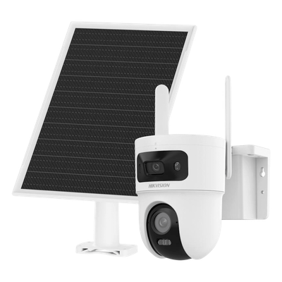 HIKVISION - Cámara Solar IP Dual / 4 Megapixel / Doble Lente PT 4 mm + Fijo 2.8 mm / AOV 24/7 / 4G LTE / Dual Light 30 m (98.4 ft) / IP66