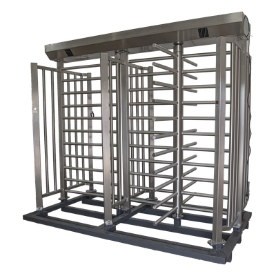 ACCESSPRO - Torniquete de Cuerpo Completo Doble / Acero Inoxidable 304 / 4 Ejes / 90° Rotación / 2.31 x 1.46 x 2.2 m / 7.6 x 4.8 x 7.2 ft