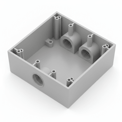 RAWELT - Caja Condulet Cuadrada de 3/4" (19.05 mm)/ 3 Bocas (2 Arriba-1 Abajo) / A Prueba de Intemperie.