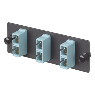 PANDUIT - Placa Acopladora de Fibra Óptica / 6 Fibras / SC Duplex / OM3-OM4 / Aqua