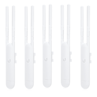 UBIQUITI - Paquete de 5 Access Point UniFi doble banda para exterior, antenas desmontables 360° , 802.11ac MIMO 2X2, hasta 100 usuarios por equipo. 802.3af, Sin PoE´s