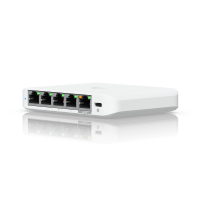 UBIQUITI - USW Flex Mini 2.5G Switch de 5 puertos 2.5G, Compacto, para Escritorio, se puede Energizar por PoE o con un Adaptador tipo USB-C