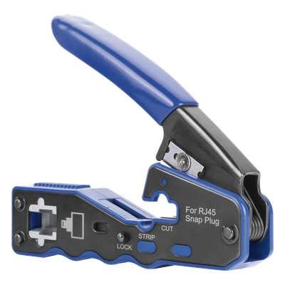 EPCOM POWERLINE - Pinza de Red / Corte y Terminado RJ45 Pass-Through / Cuchilla Intercambiable / Acero al Carbón / Mango Ergonómico ABS + TPR