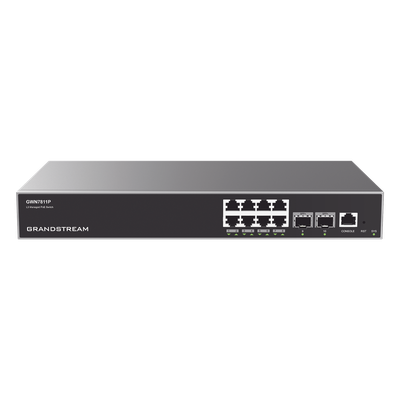 GRANDSTREAM - Switch Capa 3 PoE+ Administrable / 8 puertos Gigabit / 2 puertos SFP+ 10G / 120W / 394 pies