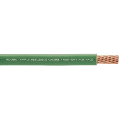 INDIANA - Cable THW-LS / Calibre 4 AWG / 19 Hilos / 90°C Seco / 75°C Mojado / Verde / Venta por Metro