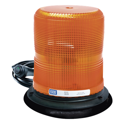 ECCO - Baliza LED de Advertencia / 7 Pulgadas / Ámbar / SAE Clase I / 11 Patrones de Destello / 12-24 VDC / Montaje Magnético