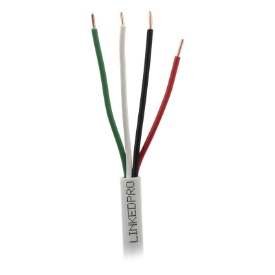 LINKEDPRO - Cable para Alarma / 4x18 AWG / Bobina 305 m (1000 ft) / Clasificación CM / Cobre Sólido / Blanco