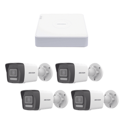 HIKVISION - Kit de Videovigilancia IP / 2 Megapixel / NVR 4 Canales PoE / 4 Cámaras Bala / ColorVu Lite / Audio Integrado