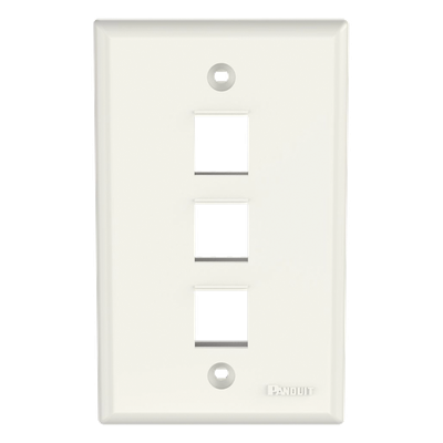 PANDUIT - Placa de Pared Vertical / 3 Puertos Keystone / ABS / Blanco Mate / 2.75 x 4.5 pulg.