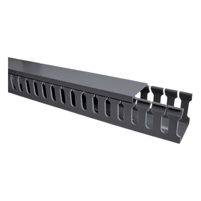 THORSMAN - Canaleta ranurada con tapa / PVC rígido autoextinguible V-0 / 2 m (6.56 ft) / Gris / Temperatura máxima 85°C / Capacidad 40% EIA/TIA-569-A