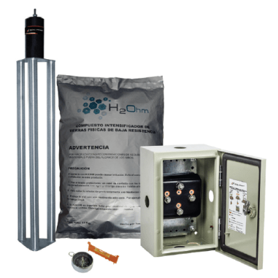 TOTAL GROUND - Kit de puesta a tierra de 70 A con Electrodo de Acero Inoxidable, Filtro, Acoplador y Compuesto H2Ohm.