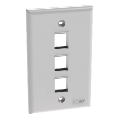 PANDUIT - Placa de Pared Vertical / 3 Puertos Keystone / ABS / 69.8 x 114.3 mm / 2.75 x 4.5 pulg. / Blanco