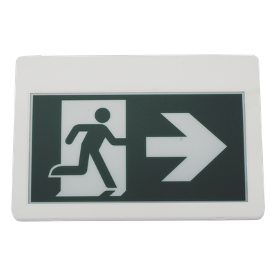 SFIRE - Letrero LED de Emergencia / 120 lm / Respaldo 120 Min / 120-347 VCA / Pictograma Intercambiable