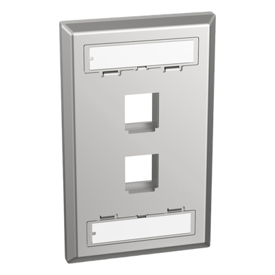 PANDUIT - Placa de Pared Vertical / 2 Puertos Keystone / Acero Inoxidable / Estilo Plano / Con Etiquetas