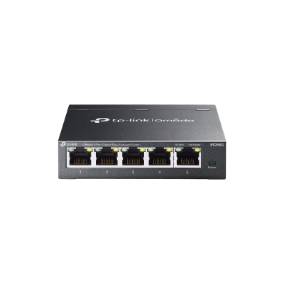 TP-LINK - Switch Gestionado Omada SDN / 5 Puertos Gigabit RJ45 / 10 Gbps Capacidad Switching / 7.4 Mpps Forwarding Rate / Gestión Cloud Centralizada / VLAN 802.1Q / QoS 8 Colas Prioridad / Metal Fanless
