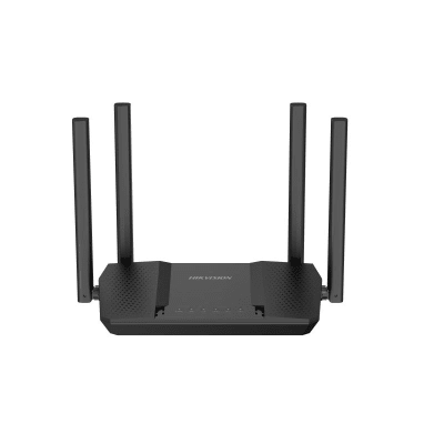 HIKVISION - Router Inalámbrico WISP Gigabit / Hasta 1200 Mbps / Doble Banda AC (2.4 GHz y 5 GHz) / 3 Puertos LAN 10/100/1000 Mbps + 1 Puerto WAN 10/100/1000 Mbps /  4 Antenas Externas Omnidireccional de 5 dBi / Interior