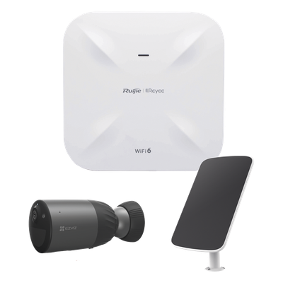 EZVIZ - Kit de Vigilancia Wi-Fi 6E / Access Point 1.775 Gbps / Cámara de Batería / Panel Solar 23.5% / IR 30 m (98.4 ft) / IP66