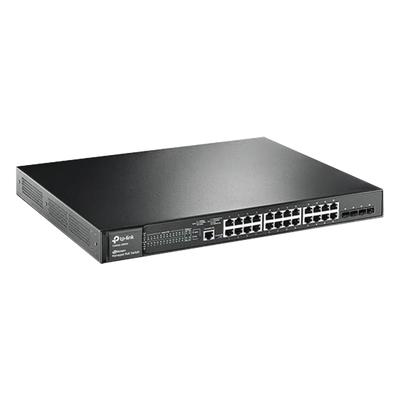 TP-LINK - Switch PoE+ administrable Capa 2 / 24 puertos Gigabit / 4 puertos SFP / 384 W / 41.7 Mpps