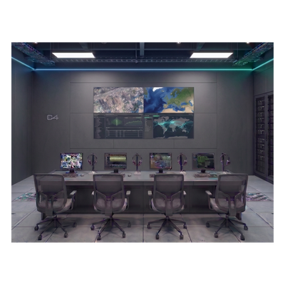 HIKVISION - Videowall 2x2 / 4 Pantallas LCD 55" Full HD / Bisel 3.5 mm / Decodificador 16 Salidas HDMI 4K / Montaje de Pared / Operación 24/7