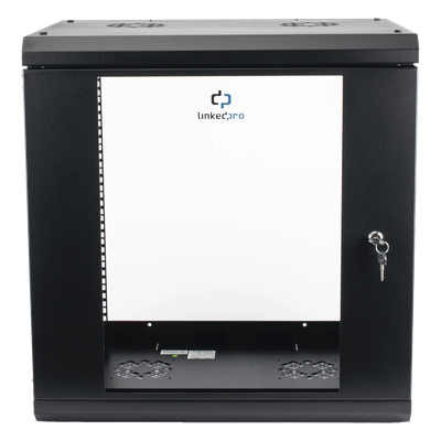 LINKEDPRO - Gabinete de Pared 12U / Profundidad 455 mm (18 in) / Cristal Templado / Acero Reforzado / Carga 80 kg