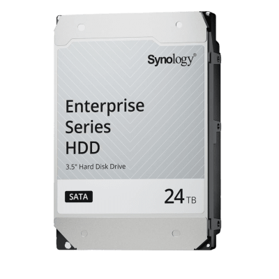 SYNOLOGY - Disco Duro SATA de 3,5" Serie Plus / Capacidad 24TB / Interfaz SATA 6 GB/s / Tecnología CMR / MTBF de 1,2 Millón de Horas / Carga de Trabajo de 180 TB/año / Compatible con Synology DSM