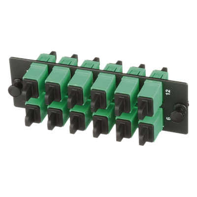 PANDUIT - Placa Acopladora de Fibra Óptica / 12 Conectores SC/APC / Monomodo OS1/OS2 / Color Verde / Cerámica Zirconia