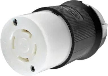 HUBBELL - Conector Industrial con Bloqueo de Media Vuelta / 30 A 250 V CA / 3 Polos 4 Hilos  / Nema L15-30R / Color Blanco y Negro.
