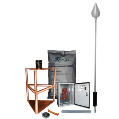 TOTAL GROUND - Kit de Pararrayo con Punta de Acero inoxidable, con Diámetro de Protección de 200 metros.