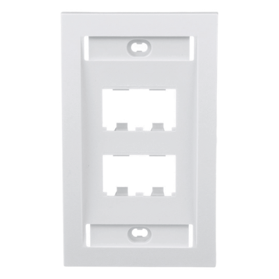 PANDUIT - Placa de Pared Vertical / 4 Puertos Mini-Com / 69.8 x 114.3 mm / 2.75 x 4.5 in / Con Espacio para Etiquetas / Blanco