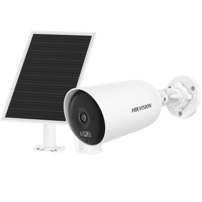 HIKVISION - Kit Solar IP All in One / AOV / Bala IP 4 Megapixel / Lente 2.8 mm / Panel Solar + Batería de Respaldo de Litio (9000 mAh) / Conexión 4G / Audio de Dos Vías / IP65 / Micro SD
