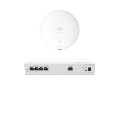 HUAWEI - Kit DEMO de Router Multi-Servicio / 1 puerto 10/100/1000 Mbps(WAN) / 4 puertos 10/100/1000 Mbps(LAN) PoE / 50W + Punto de Acceso Wi-Fi 6 / 1.775 Gbps / MU-MIMO 2x2 (2.4GH y 5GHz) / Smart Antenna más cobertura / Instalación en techo y pared