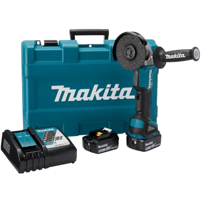 MAKITA - Miniesmeril de 4-1/2" 8500 RPM, 18V, incluye 2 Batarias de 5 A, Cargador Rápido y Maletín