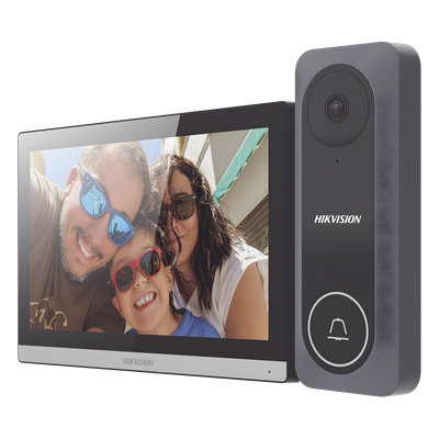 HIKVISION - Videoportero Híbrido / Pantalla Táctil 7" / Wi-Fi 2.4 GHz / Cámara 1 Megapixel / TurboHD / Gran Angular 130° / IR 3 m (9.8 ft) / Audio Bidireccional