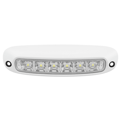 SIGNALPRO - LUZ DE ESCENA SPW13, BASE BLANCA, 12–24VCD, LED BLANCO Y LENTE TRANSPARENTE