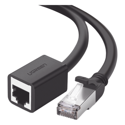 UGREEN - Cable de Extensión Ethernet Cat6 / F/UTP / Macho a Hembra / 2 Metros (6.56 Pies) / 568B / 1000Mbps / 250MHz / Cobre / Negro