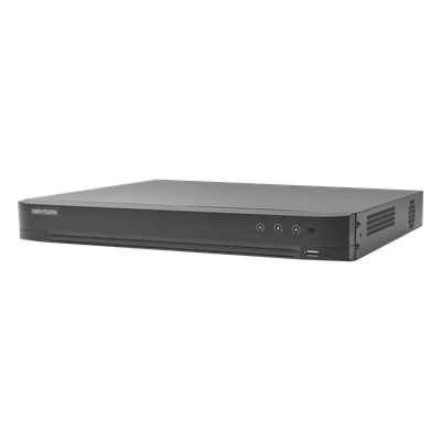HIKVISION - DVR 8 Canales TurboHD + 8 Canales IP / 8 Megapixel (4K) / Acusense (Evita Falsas Alarmas) / Audio por Coaxitron / 1 Bahía de Disco Duro / 8 Entradas de Alarma / 4 Salidad de Alarma / H.265+