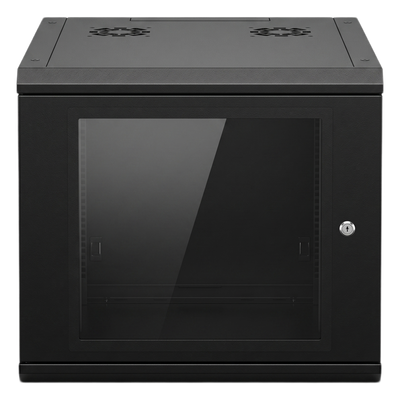 LINKEDPRO - Gabinete de Pared 9U / 19 in / Profundidad 635 mm (2.08 ft) / Carga 100 kg / Cristal Templado / Acero Reforzado