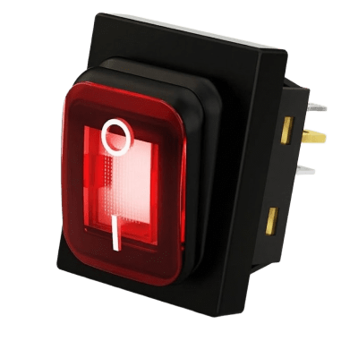 ACCESSPRO - Interruptor tipo Switch con Led Color Rojo / IP65 / Diseño Industrial / NO, COM, NC / Terminales tipo F1