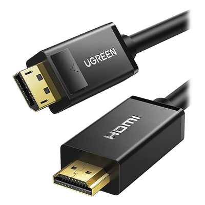 UGREEN - Cable DisplayPort a HDMI / 4.92 Pies (1.50 m) / 4K@30Hz / 3D / 28AWG Cobre Estañado / Audio 7.1 / Unidireccional / Botón de Liberación