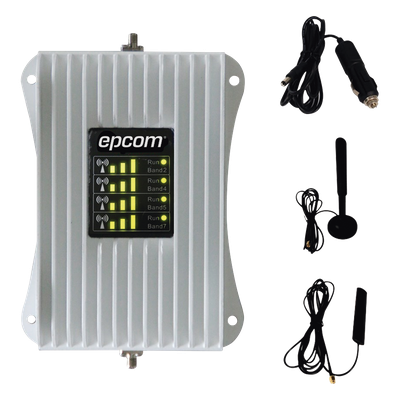 EPCOM - KIT de Amplificador de Señal Celular Para Vehículo/ Soporta y Mejora la Señal Celular 4.5G, 4G LTE/ Múltiples Operadores, usuarios y dispositivos/ Ideal para Vehículo tipo Camioneta, Pick up o Sedán.