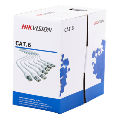 HIKVISION - Bobina de Cable / Cat 6 / 100% Cobre / 305 m (1000 pies) / 24 AWG / 250 MHz / Interior CMX / Blanco