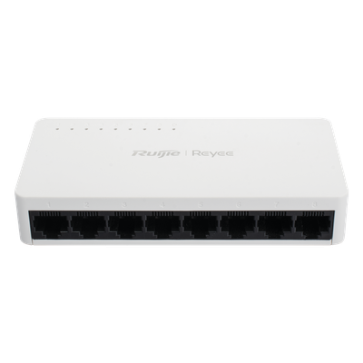 RUIJIE - Switch No Administrable / 8 Puertos 10/100 Mbps / Plug & Play / Cloud Visible / Montaje Escritorio o Rack / 2.3 W