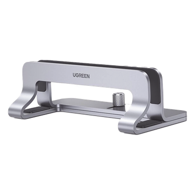 UGREEN - Soporte Vertical para Laptop / Ajustable 12-26 mm / Aluminio y Silicona / Hasta 15.6 pulgadas / Base Antideslizante / Color Plata